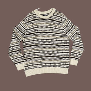 Croft & Barrow Fair Isle Sweater | Cotton Cream | Size L | Vintage